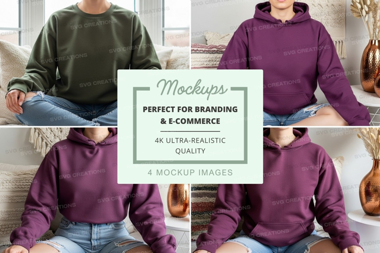 Hoodie mockup in various colors and views