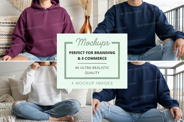 Hoodie mockup in various colors and styles