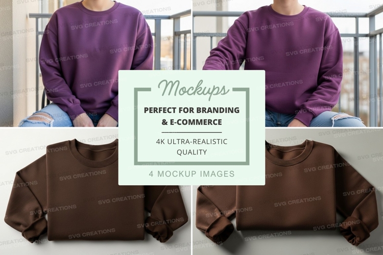 Sweatshirt mockup with model and flat lay