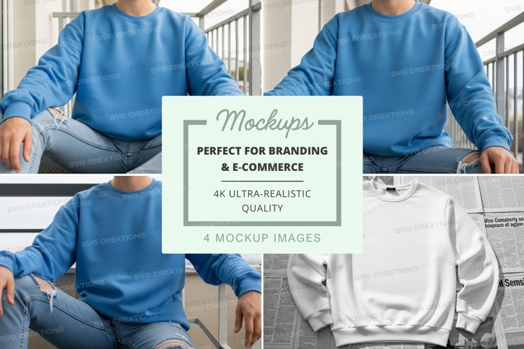 Sweatshirt mockup in blue and white