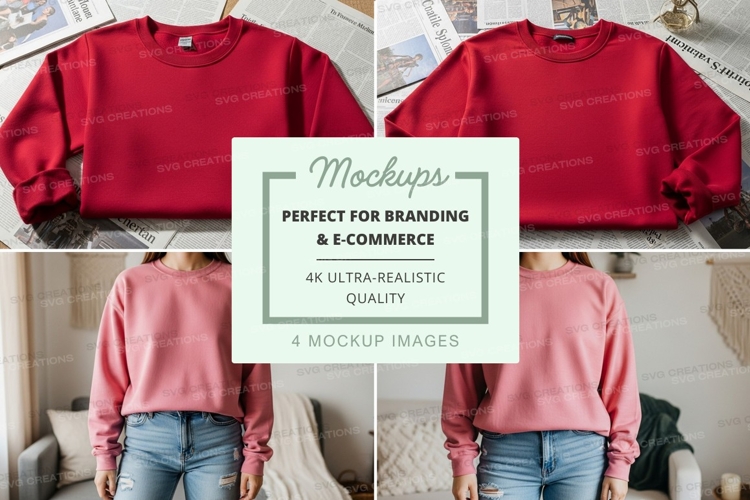 Cropped sweatshirt mockup in red and pink