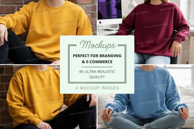 Oversized crew neck sweatshirts mockup