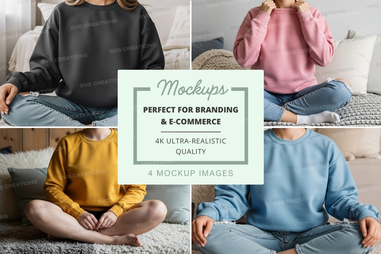 Family mockup in casual sweatshirts