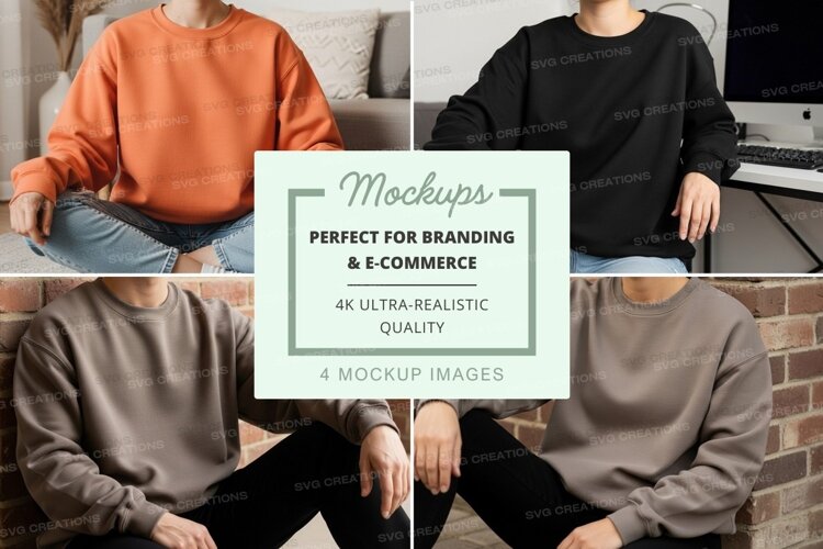 Four people wearing sweatshirts mockup example image 1