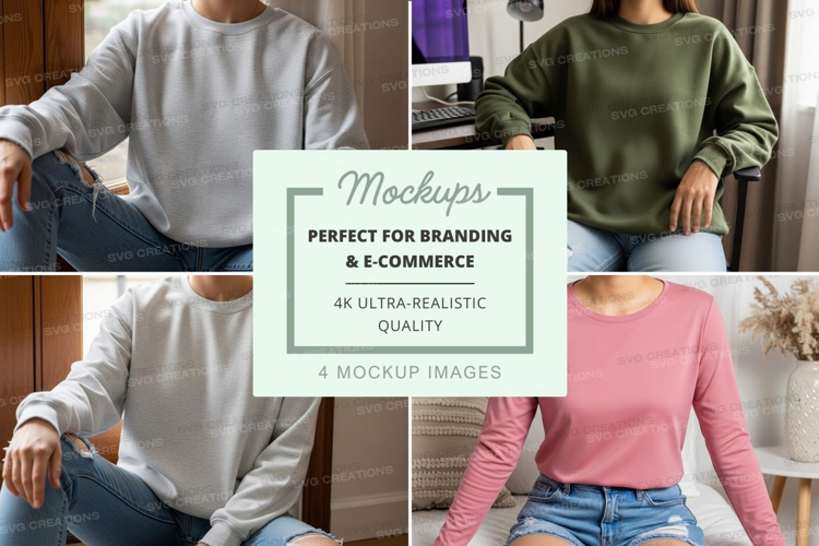 People wearing long sleeve t-shirts mockup