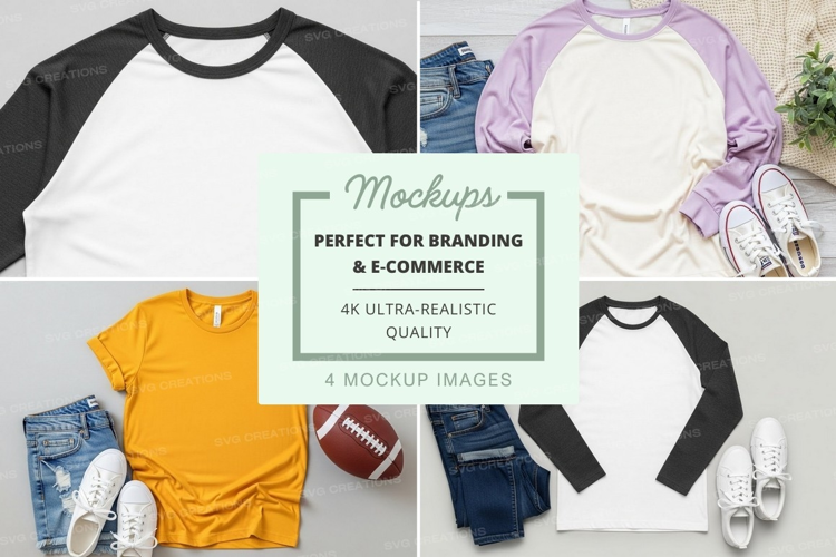 Mockup of various baseball t-shirts