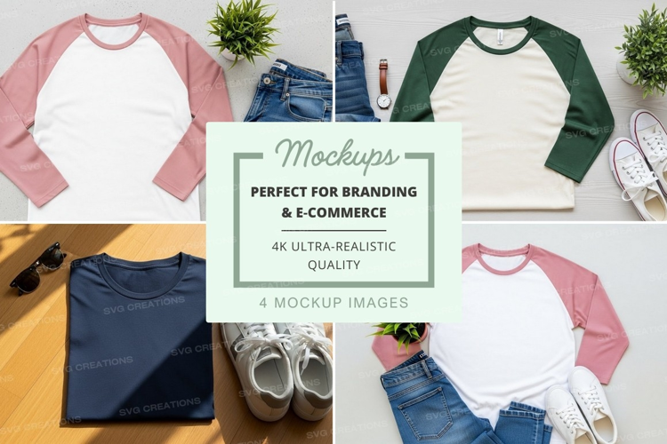 Mockup of casual outfits with t-shirts, jeans, and sneakers