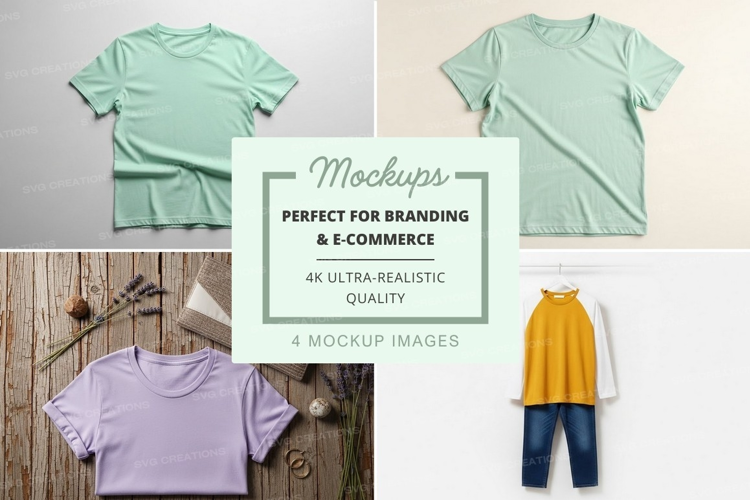 Mockup of various t-shirts