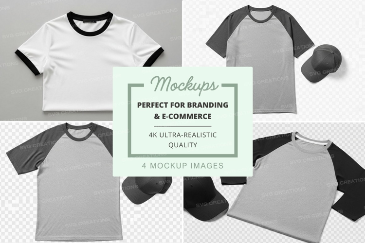 Mockup collection of baseball t-shirts and caps