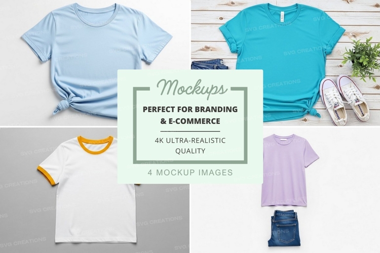 Mockup collection of casual t-shirts