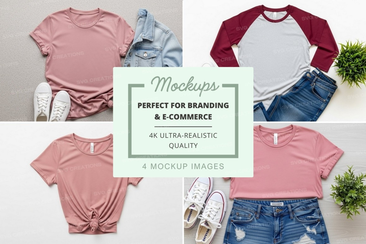 Casual t-shirt outfits mockup