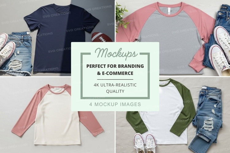Mockup collection of baseball tees