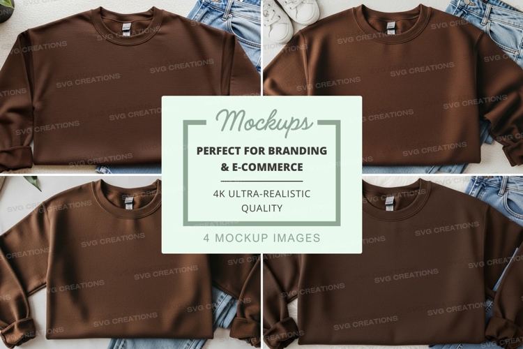 Brown cropped sweatshirt mockup set