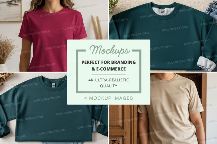 T-shirt mockup collection with various colors and styles