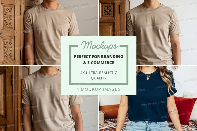 T-shirt mockup with multiple models example image 1