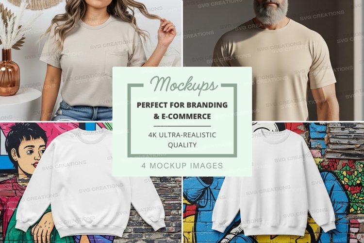 T-shirt and sweatshirt mockup with models