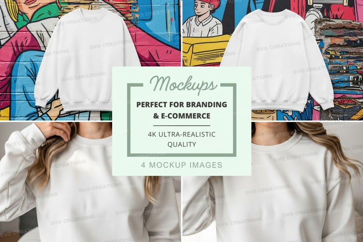 White crew neck sweatshirts mockup