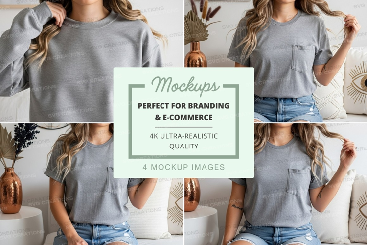Light gray oversized t-shirt mockup