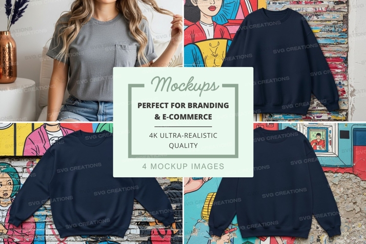 Sweatshirt mockup in dark blue with model