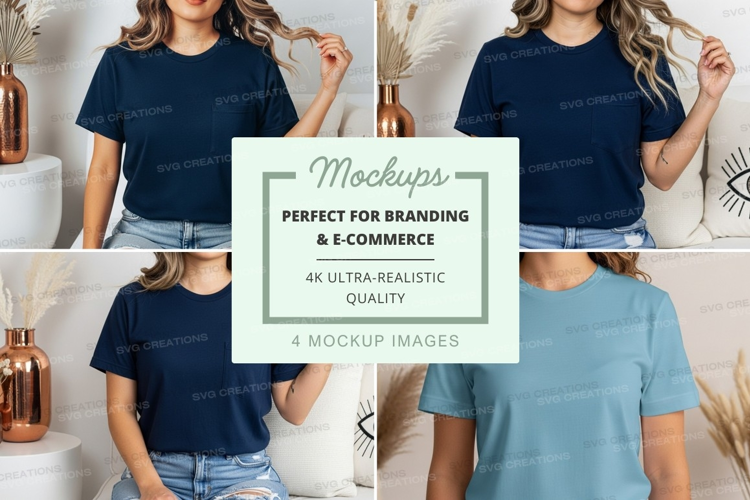 T-shirt mockup with model in various poses