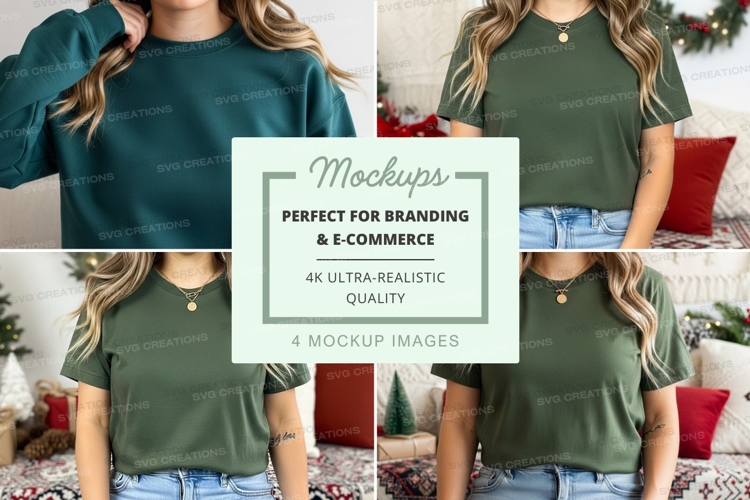 Green oversized t-shirt mockup with model