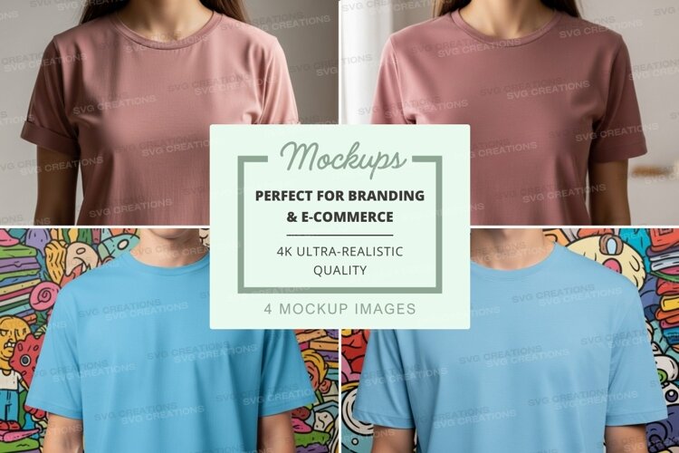 T-shirt mockup with multiple models example image 1