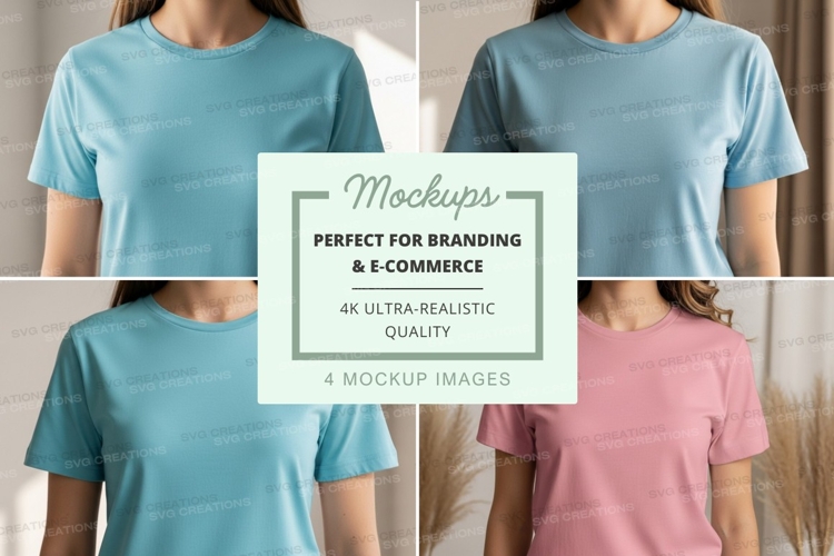 T-shirt mockup with multiple styles and colors