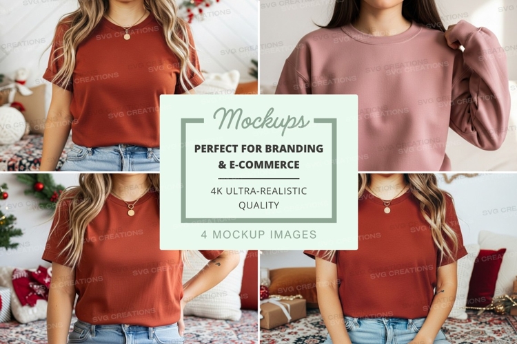 T-shirt mockup with various styles and colors