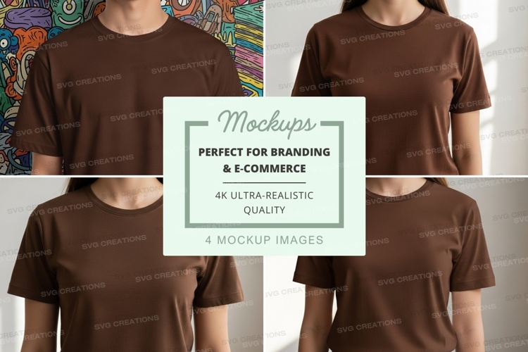 Brown crew neck t-shirt mockup