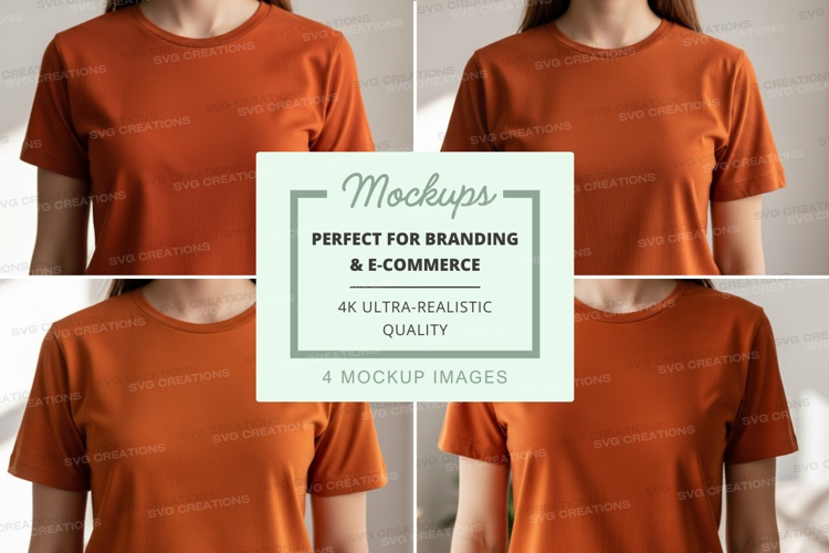 Orange t-shirt mockup - front and back views