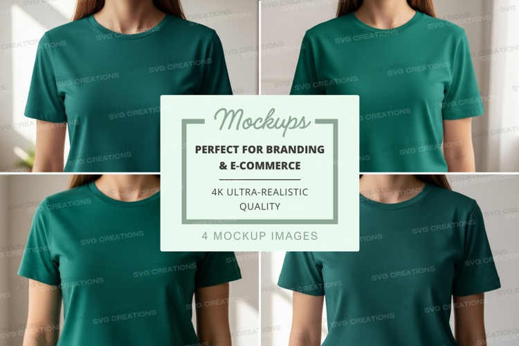 T-shirt mockup - green crew neck t-shirt on model