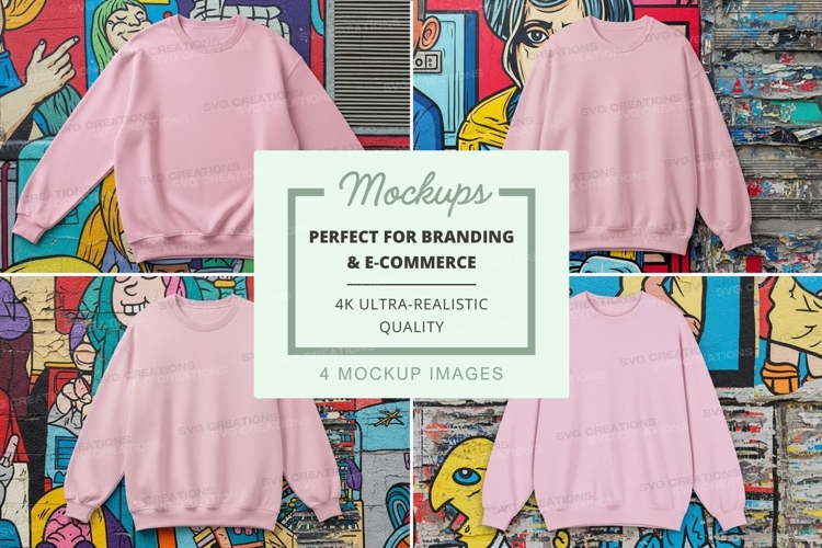 Pink crew neck sweatshirt mockup