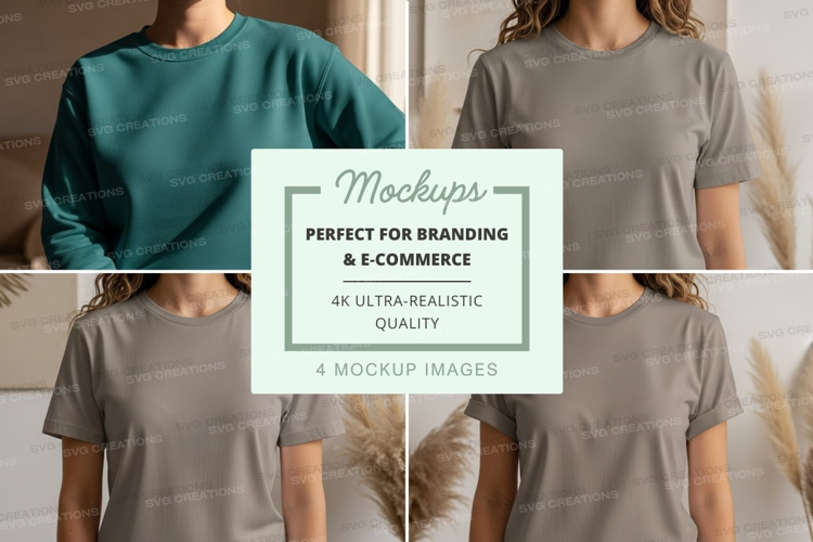 T-shirt mockup featuring teal and gray t-shirts