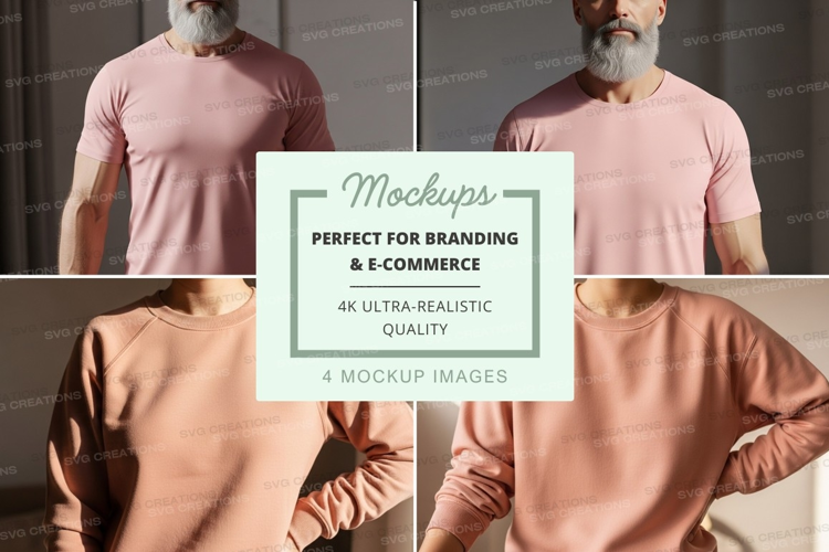 Men's pink long sleeve t-shirt mockup