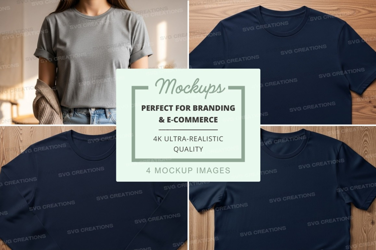 T-shirt mockup with various views