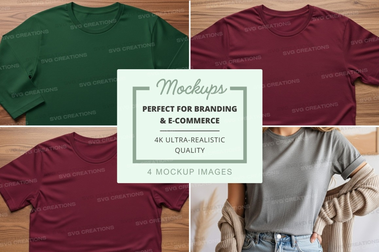 Mockup of t-shirts in various colors