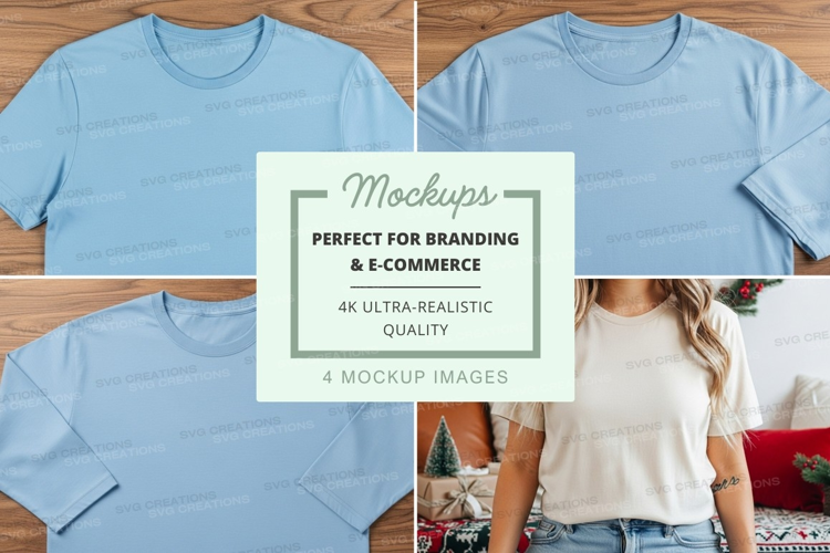 Light blue long sleeve t-shirt mockup
