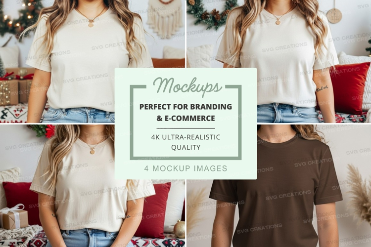 T-shirt mockup with models in casual setting