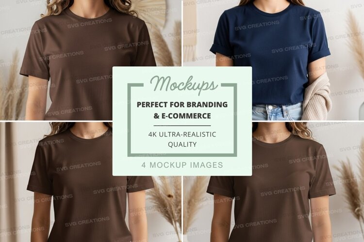 T-shirt mockup featuring multiple models example image 1