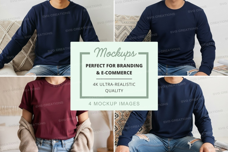 Four-person long sleeve t-shirt mockup