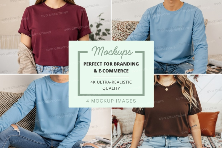 T-shirt mockup featuring multiple models