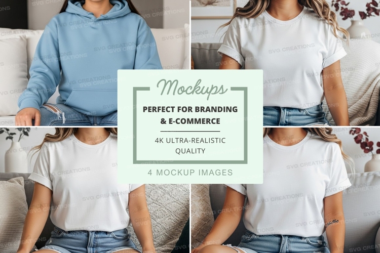 Group mockup of t-shirts and hoodie