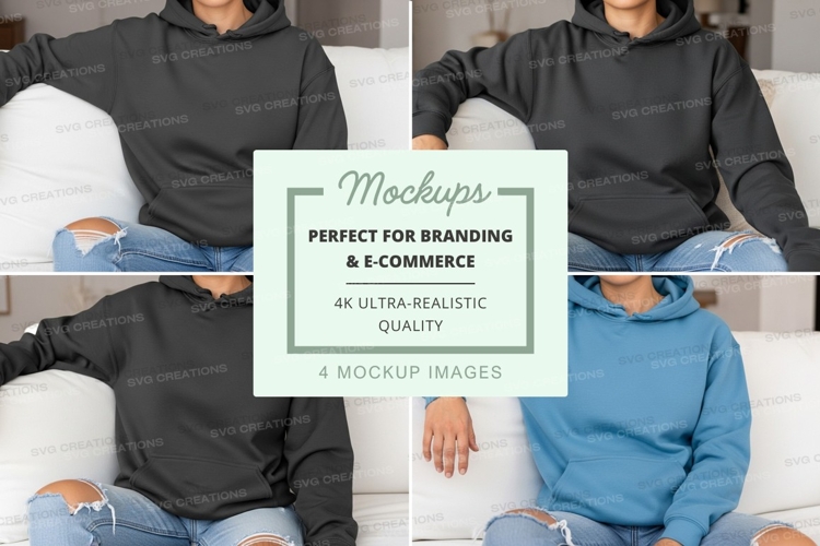 Hoodie mockup with people sitting on stairs