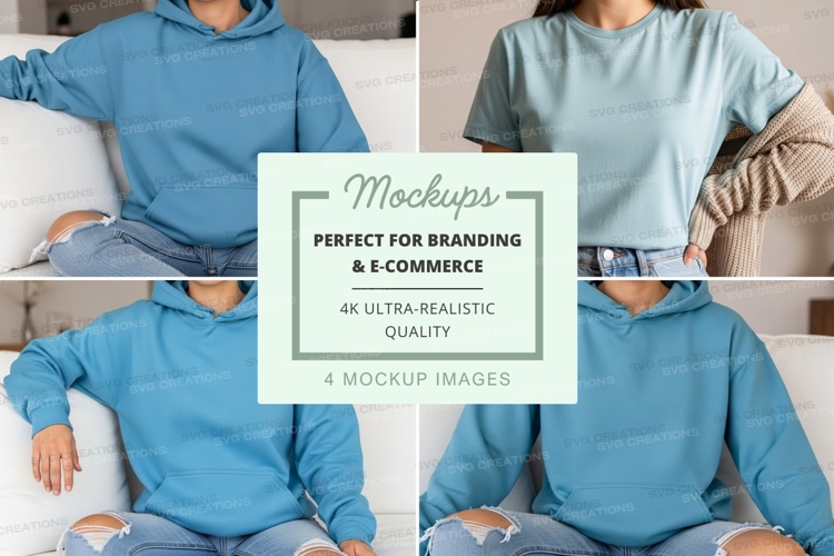 Hoodie mockup in light blue