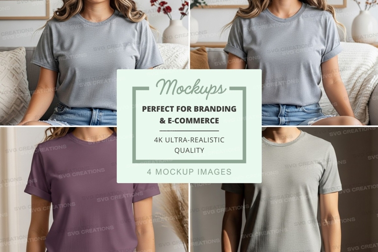T-shirt mockup set featuring multiple colors