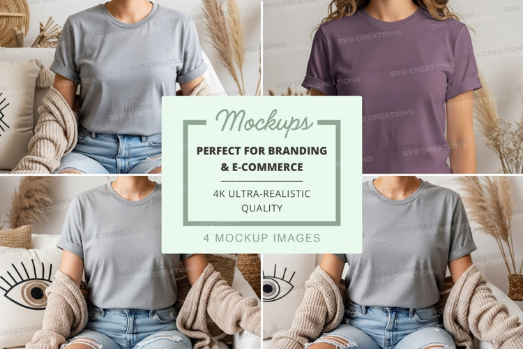 T-shirt mockup featuring multiple models