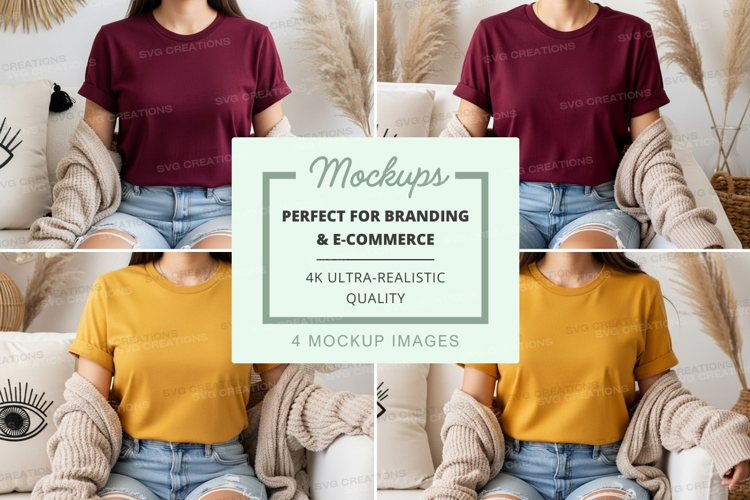 T-shirt mockup with four models