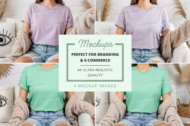 T-shirt mockup with modelst-shirt, mockup, model, couch, dec