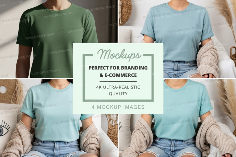 T-shirt mockup with multiple models