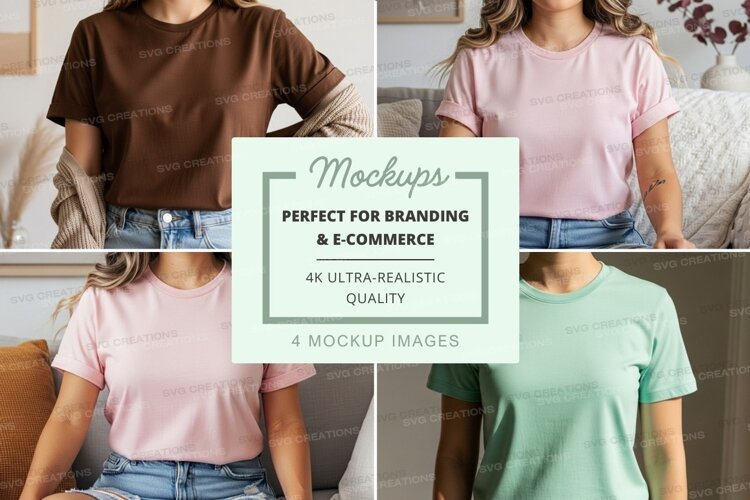 T-shirt mockup featuring multiple styles and colors example image 1